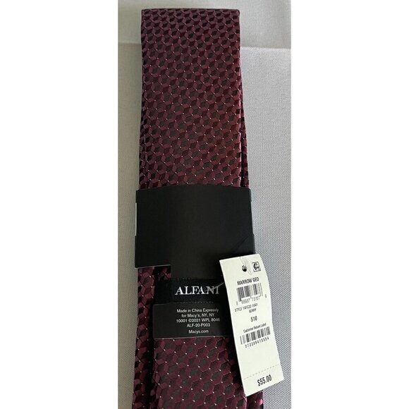 AlfaTech by Alfani Mens Wine/Black Geometric Neck Tie NEW - Picture 8 of 13